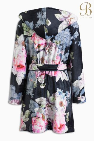 Ted Baker Cream And Black Floral Super Soft Dressing Gown